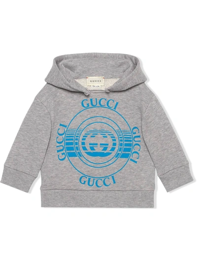 Shop Gucci Disk-print Hoodie In Grey