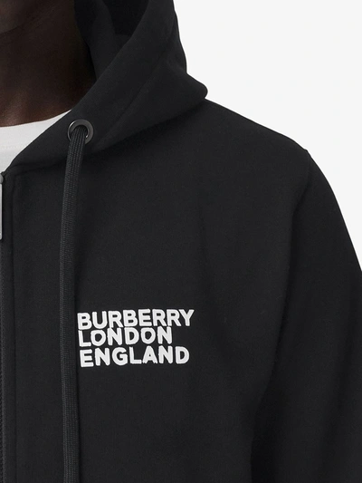 Shop Burberry Love-print Organic Cotton Hoodie In Black