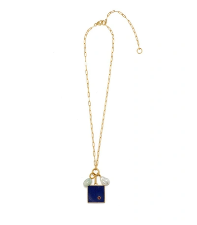 Shop Lizzie Fortunato Domino Necklace In Lapis In Lapis-blue