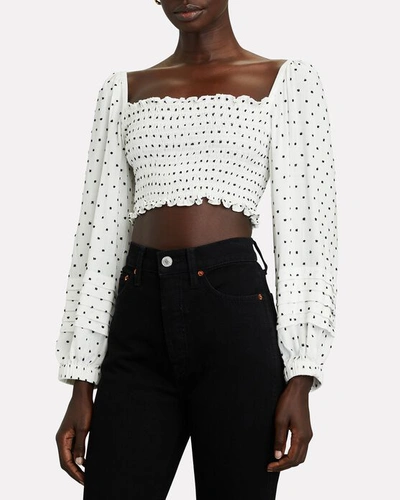 Shop Solid & Striped Remy Polka Dot Crop Top In White/black