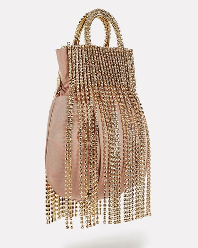 Shop Rosantica Follie Crystal Fringe Pouch Bag In Pink
