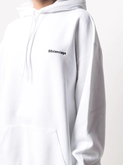 Shop Balenciaga Embroidered-logo Hoodie In White
