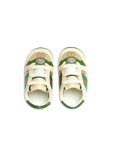 Shop Gucci Screener Leather Sneakers In Neutrals