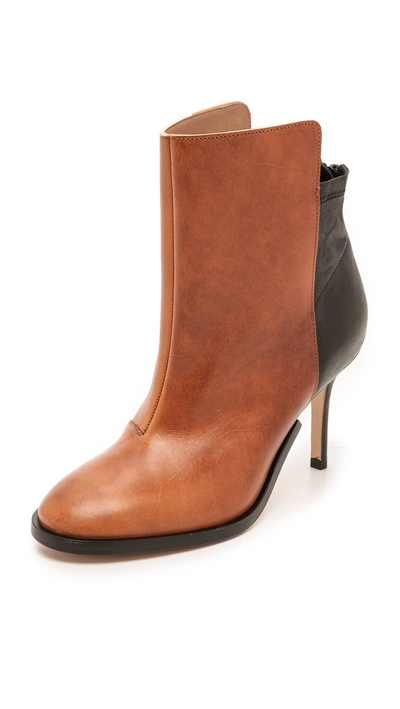 Shop Maison Margiela Two Tone Leather Booties In Black/brown