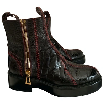 Pre-owned Ellery Leather Ankle Boots In Burgundy