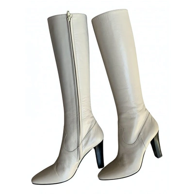 Pre-owned Saint Laurent White Leather Boots