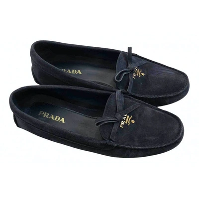 Pre-owned Prada Flats In Navy