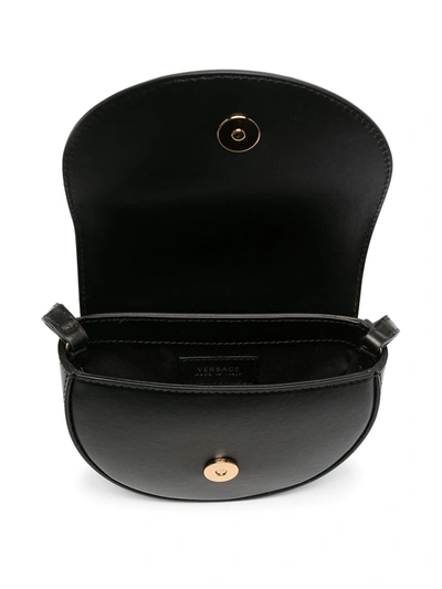 Shop Young Versace Medusa Head Studded Shoulder Bag In Black