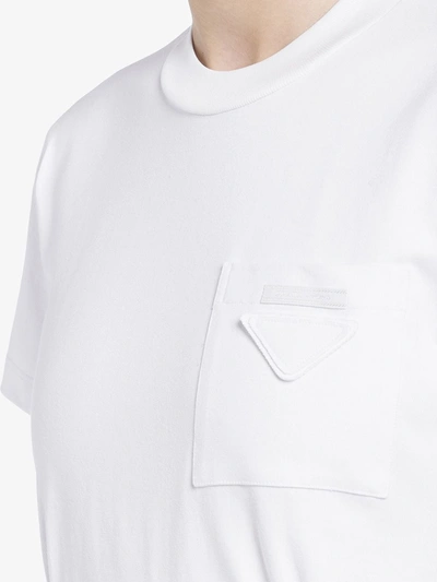 Shop Prada Logo-patch Flared Dress In White