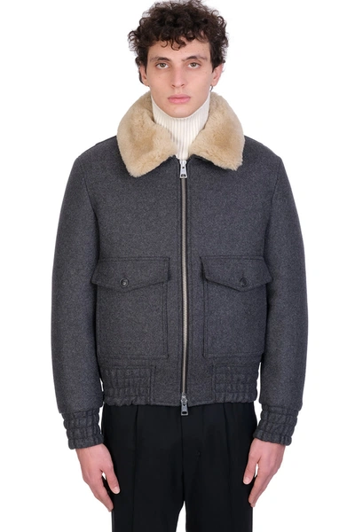Shop Ami Alexandre Mattiussi Bomber In Grey Wool