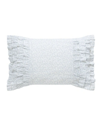 Shop Laura Ashley Chloe Cottage Ruffle Decorative Pillow, 14" X 20" In Open Blue