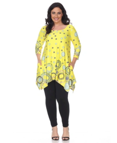 Shop White Mark Plus Size Erie 3/4 Sleeve Tunic Top In Yellow