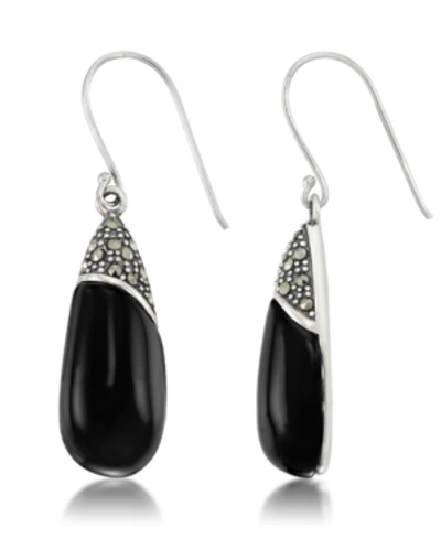 Shop Macy's Onyx Elongated Dangle Earrings In Black