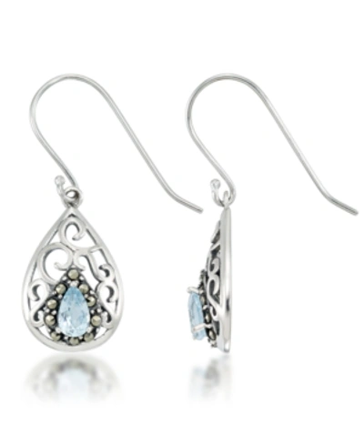 Shop Macy's Blue Topaz Open Work Teardrop Dangle Earrings