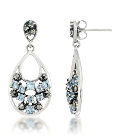 Macy's Pave Blue Topaz Teardrop Dangle Earrings In Blue