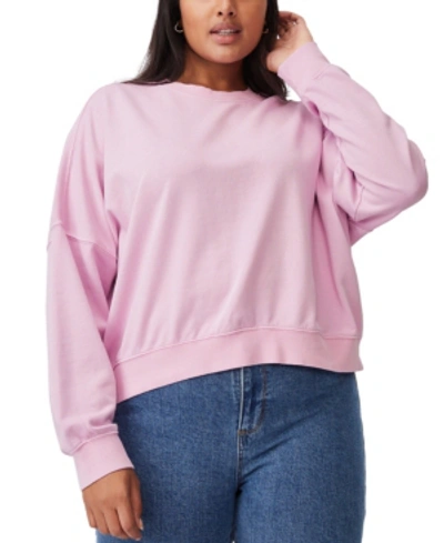 Shop Cotton On Women's Trendy Plus Size Harper Crew Crop Pullover In Purple