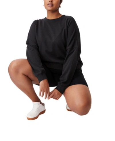Shop Cotton On Trendy Plus Size Harper Crew Crop Pullover Sweater In Black