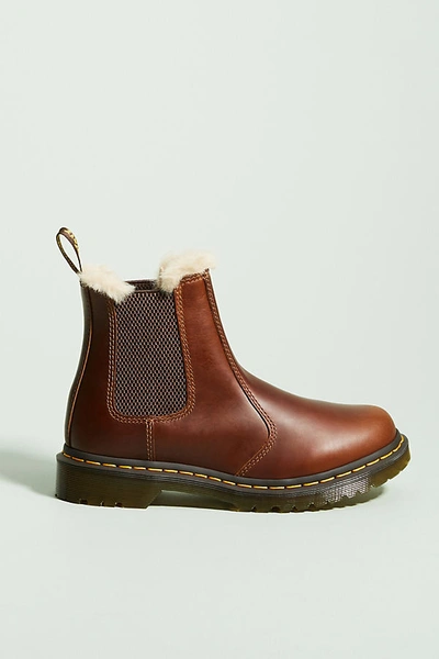 Shop Dr. Martens Leonore Faux Fur-lined Chelsea Boots In Brown