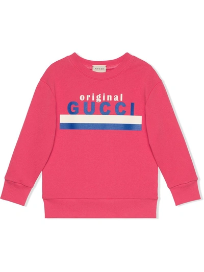 Shop Gucci Logo-print Sweatshirt In Pink