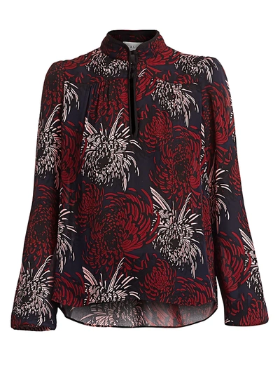 Shop A.l.c Women's Beatrix Floral Silk Blouse In Midnight Pink Red