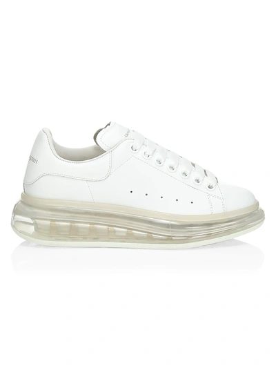 Shop Alexander Mcqueen Women's Oversized Transparent Sole Leather Sneakers In White