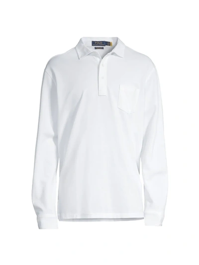 Shop Polo Ralph Lauren Long-sleeve Stretch Mesh Pocket Polo In White
