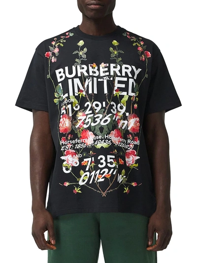 Shop Burberry Munlow Floral Graphic T-shirt In Black