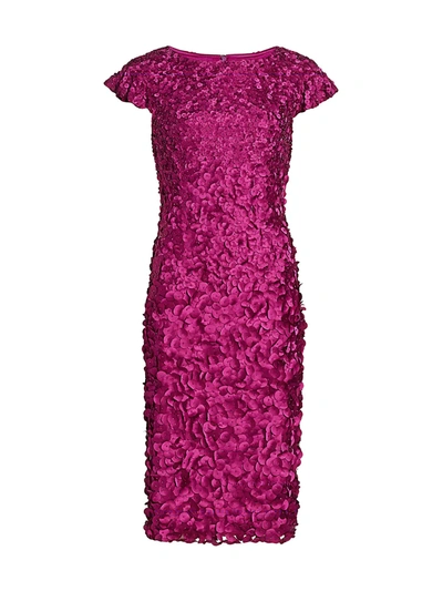 Shop Theia Women's Bead-embellished Petal Dress In Magenta