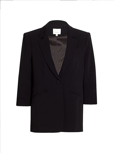 Shop Cinq À Sept Cheyenne Ruffle-cuff Blazer Jacket In Black