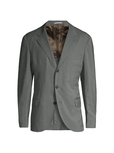 Shop Brunello Cucinelli Men's Wool & Silk Travel Blazer In Grey