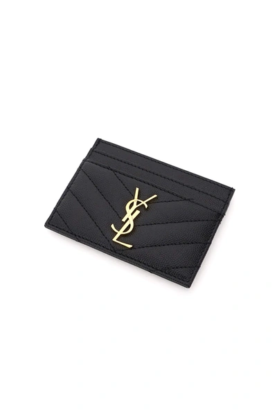 Shop Saint Laurent Monogram Quilted Cardholder In Black