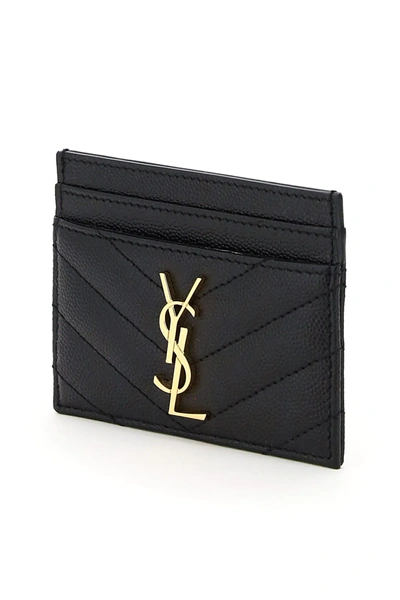 Shop Saint Laurent Monogram Quilted Cardholder In Black