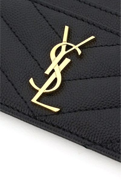 Shop Saint Laurent Monogram Quilted Cardholder In Black