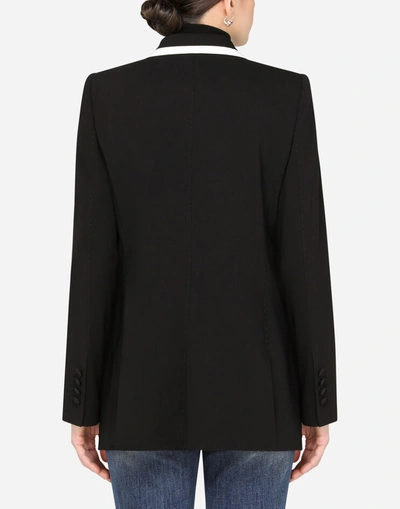 Shop Dolce & Gabbana Woolen Jacket With Detailed Edge