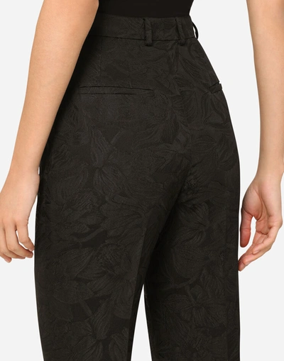 Shop Dolce & Gabbana Floral Jacquard Pants In Black