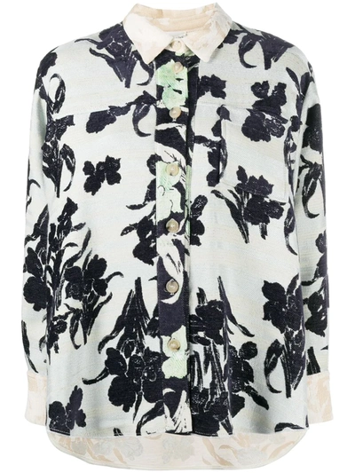 Shop Forte Forte Floral-print Oversized Shirt In Green