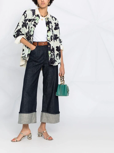 Shop Forte Forte Floral-print Oversized Shirt In Green