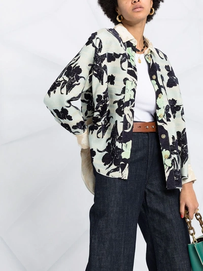 Shop Forte Forte Floral-print Oversized Shirt In Green