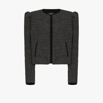 Shop Isabel Marant Zingy Puff Sleeve Bouclé Jacket In Grey