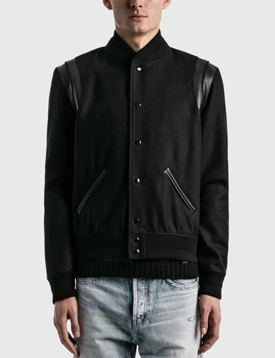 Shop Saint Laurent Teddy Wool Jacket In Black