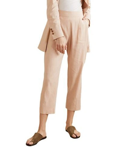 Shop La Collection Woman Pants Sand Size 1 Linen, Viscose, Silk, Elastane In Beige