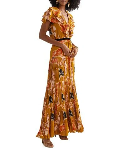 Shop Johanna Ortiz Woman Maxi Dress Ocher Size 4 Silk In Yellow