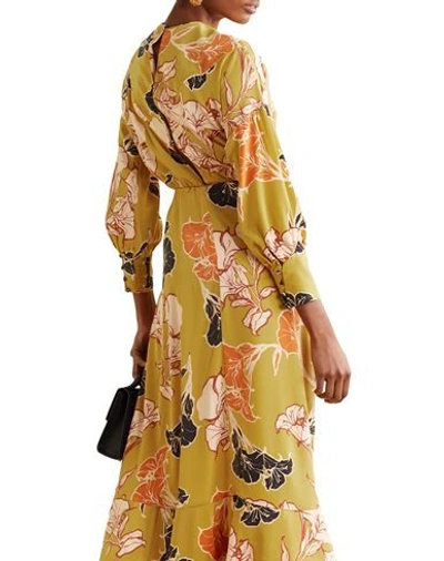 Shop Johanna Ortiz Woman Midi Dress Ocher Size 4 Silk In Yellow