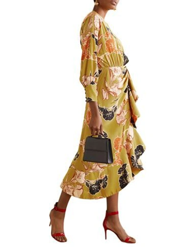 Shop Johanna Ortiz Woman Midi Dress Ocher Size 4 Silk In Yellow