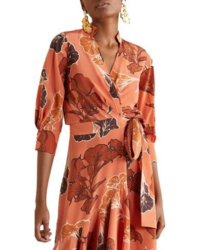 Shop Johanna Ortiz Woman Midi Dress Orange Size 0 Silk