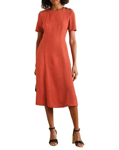 Shop Arias Woman Midi Dress Rust Size 6 Viscose In Red