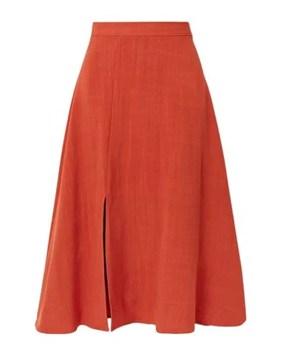 Shop Arias Woman Midi Skirt Rust Size 12 Viscose In Red