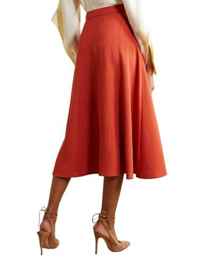 Shop Arias Woman Midi Skirt Rust Size 12 Viscose In Red