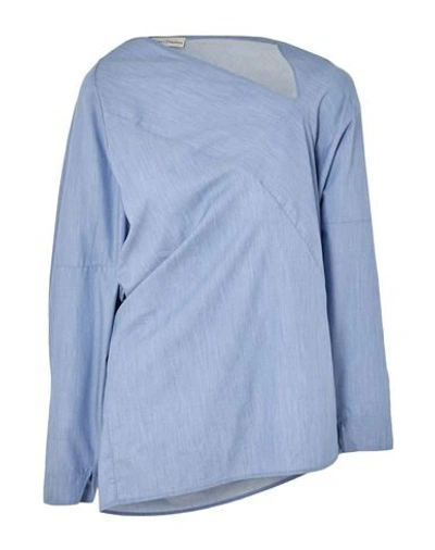 Shop Palmer Harding Palmer//harding Woman Top Sky Blue Size L Cotton