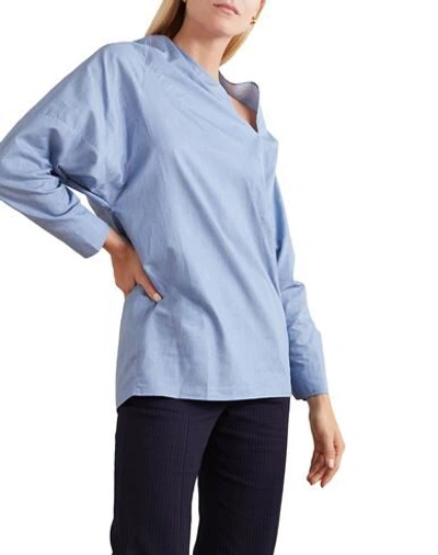 Shop Palmer Harding Palmer//harding Woman Top Sky Blue Size L Cotton